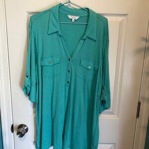 Coral Bay woman 2X Turquoise green Blouse